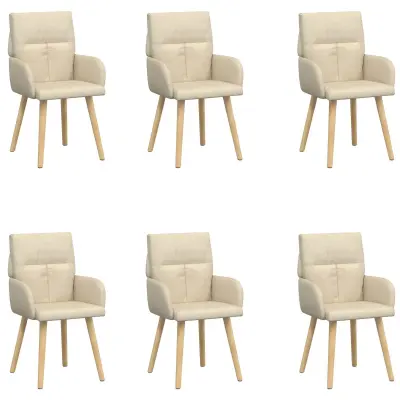 vidaXL Jedilni stoli 6 pcs Blago Krem 60 x 56 x 96 cm