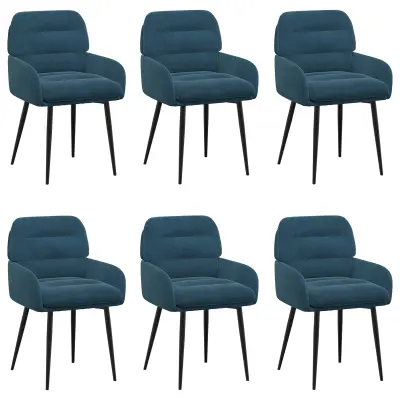 vidaXL Jedilni stoli 6 pcs Žamet Modra 59 x 59,5 x 90 cm