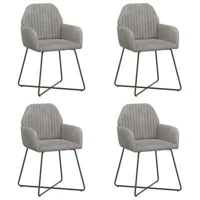 vidaXL Jedilni stoli 4 pcs Žamet Svetlo siva 55 x 50 x 84 cm