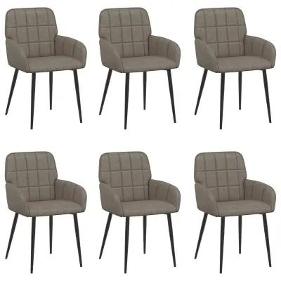 vidaXL Jedilni stoli 6 pcs Umetno usnje Siva 57 x 50 x 85 cm