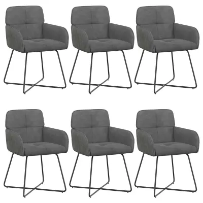 vidaXL Jedilni stoli 6 pcs Žamet Temno siva 59 x 56,5 x 86 cm