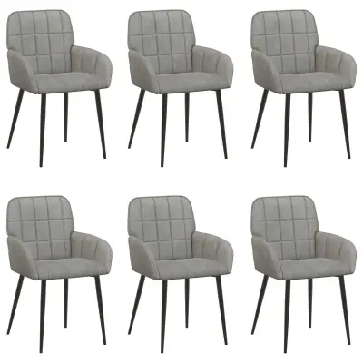 vidaXL Jedilni stoli 6 pcs Žamet Svetlo siva 57 x 50 x 85 cm