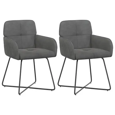 vidaXL Jedilni stoli 2 pcs Žamet Temno siva 59 x 56,5 x 86 cm