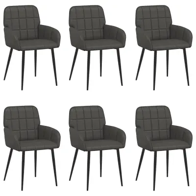 vidaXL Jedilni stoli 6 pcs Umetno usnje Črna 57 x 50 x 85 cm