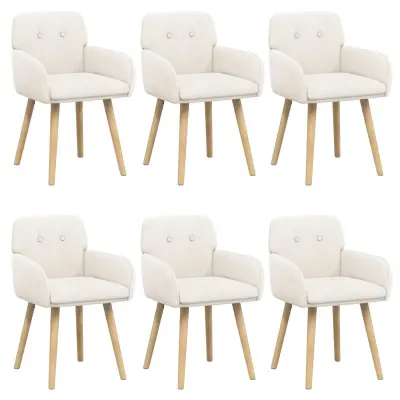 vidaXL Jedilni stoli 6 pcs Bouclé Krem 59 x 57 x 85 cm