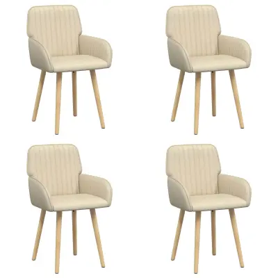 vidaXL Jedilni stoli 4 pcs Blago Krem 56,5 x 50 x 87,5 cm