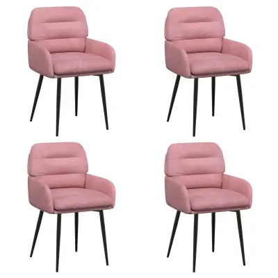 vidaXL Jedilni stoli 4 pcs Žamet Roza 59 x 59,5 x 90 cm