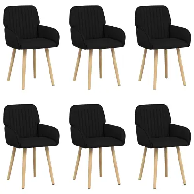 vidaXL Jedilni stoli 6 pcs Blago Črna 56,5 x 50 x 87,5 cm