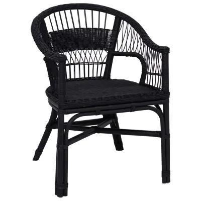 vidaXL Zložljiva stolica Črna 60 x 60 x 81 cm Ratan