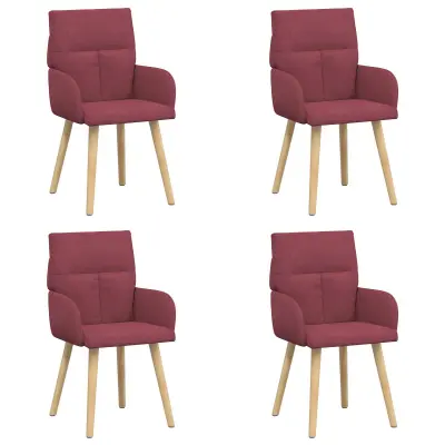 vidaXL Jedilni stoli 4 pcs Blago Vinorodna rdeča 60 x 56 x 96 cm