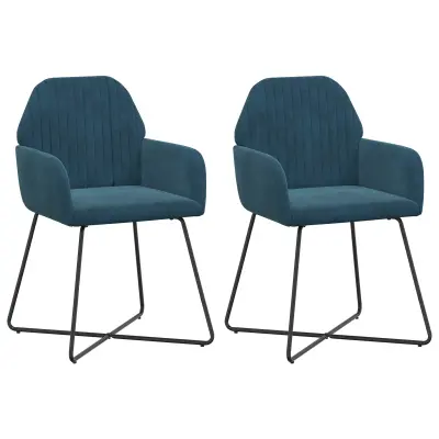 vidaXL Jedilni stoli 2 pcs Žamet Modra 55 x 50 x 84 cm