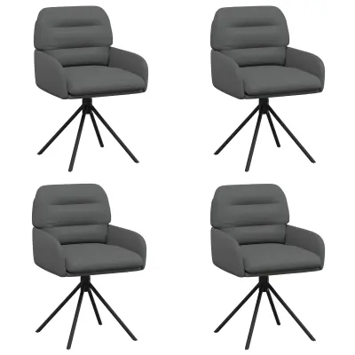 vidaXL Vrtilne jedilne stole 4 pcs Umetno usnje Siva 59 x 59,5 x 90 cm