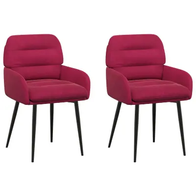 vidaXL Jedilni stoli 2 pcs Žamet Vinorodna rdeča 59 x 59,5 x 90 cm