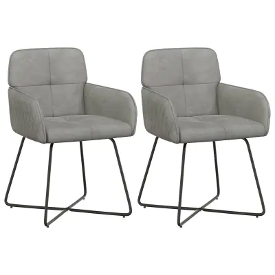 vidaXL Jedilni stoli 2 pcs Žamet Svetlo siva 59 x 56,5 x 86 cm