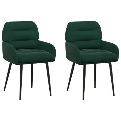 vidaXL Jedilni stoli 2 pcs Žamet Temno zelena 59 x 59,5 x 90 cm