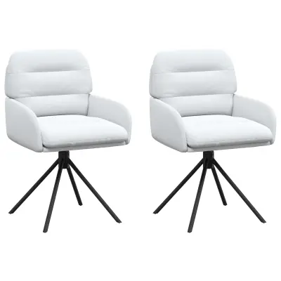 vidaXL Vrtilne jedilne stole 2 pcs Umetno usnje Bela 59 x 59,5 x 90 cm