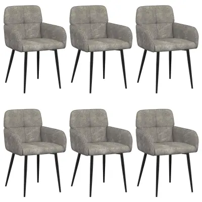 vidaXL Jedilni stoli 6 pcs Umetno nubuk usnje Svetlo siva
