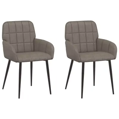 vidaXL Jedilni stoli 2 pcs Umetno usnje Siva 57 x 50 x 85 cm