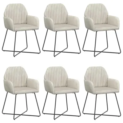 vidaXL Jedilni stoli 6 pcs Žamet Krem 55 x 50 x 84 cm