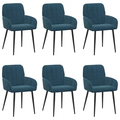 vidaXL Jedilni stoli 6 pcs Žamet Modra 57 x 50 x 85 cm