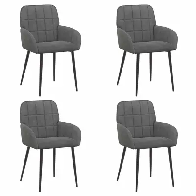 vidaXL Jedilni stoli 4 pcs Žamet Temno siva 57 x 50 x 85 cm