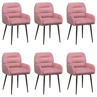 vidaXL Jedilni stoli 6 pcs Žamet Roza 59 x 59,5 x 90 cm