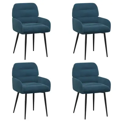 vidaXL Jedilni stoli 4 pcs Žamet Modra 59 x 59,5 x 90 cm