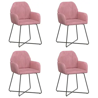 vidaXL Jedilni stoli 4 pcs Žamet Roza 55 x 50 x 84 cm