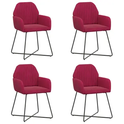 vidaXL Jedilni stoli 4 pcs Žamet Vinorodna rdeča 55 x 50 x 84 cm