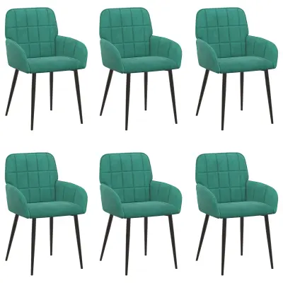 vidaXL Jedilni stoli 6 pcs Žamet Turkizna 57 x 50 x 85 cm