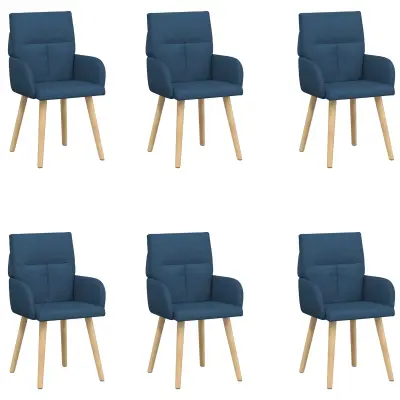 vidaXL Jedilni stoli 6 pcs Blago Modra 60 x 56 x 96 cm