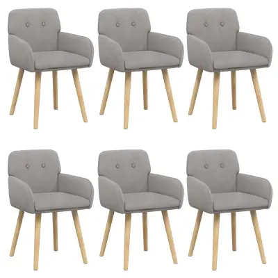 vidaXL Jedilni stoli 6 pcs Bouclé Svetlo siva 59 x 57 x 85 cm