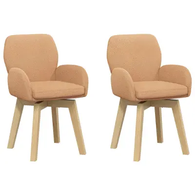 vidaXL Vrtilne jedilne stole 2 pcs Bouclé Bež 54 x 58 x 87 cm