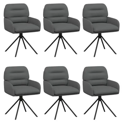 vidaXL Vrtilne jedilne stole 6 pcs Umetno usnje Siva 59 x 59,5 x 90 cm