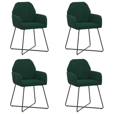 vidaXL Jedilni stoli 4 pcs Žamet Temno zelena 55 x 50 x 84 cm
