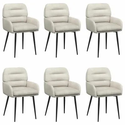 vidaXL Jedilni stoli 6 pcs Žamet Krem 59 x 59,5 x 90 cm