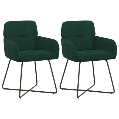 vidaXL Jedilni stoli 2 pcs Žamet Temno zelena 59 x 56,5 x 86 cm