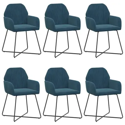 vidaXL Jedilni stoli 6 pcs Žamet Modra 55 x 50 x 84 cm