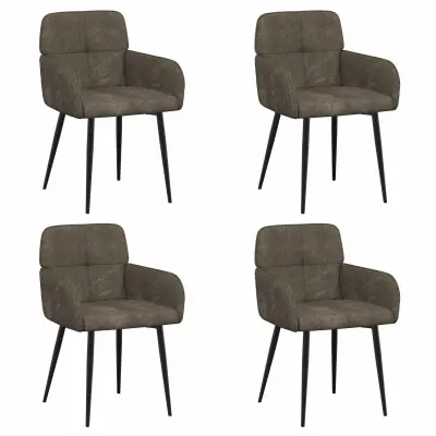 vidaXL Jedilni stoli 4 pcs Umetno nubuk usnje Temno siva