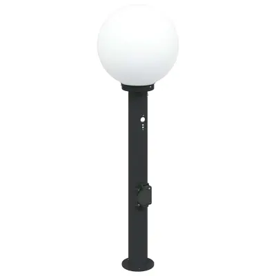 vidaXL Stebriček s senzorjem in vtičnico 80 cm črne barve IP44