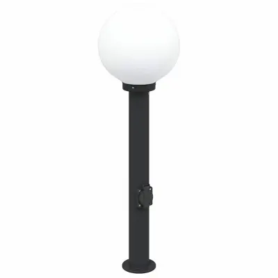 vidaXL Stebriček z vtičnico 80 cm črne barve IP44
