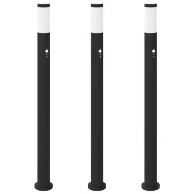 vidaXL Stebričke s senzorjem 3 kosi 110 cm nerjaveče jeklo IP44
