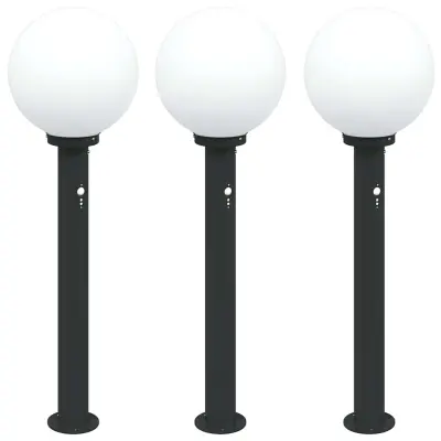 vidaXL Stebričke s senzorjem 3 kosi 80 cm črne IP44