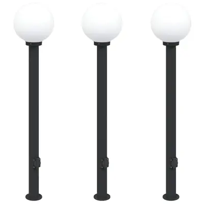 vidaXL Stebričke z vtičnico 3 kosi 120 cm črne IP44