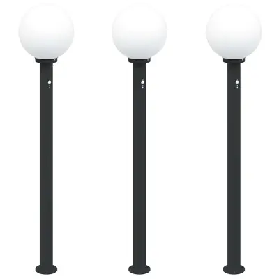 vidaXL Stebričke s senzorjem 3 kosi 120 cm črne IP44