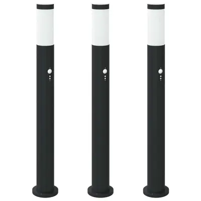 vidaXL Stebričke s senzorjem 3 kosi 80 cm nerjaveče jeklo IP44