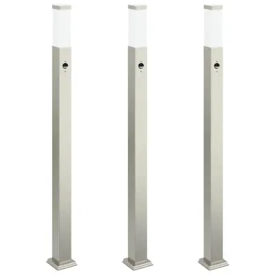 vidaXL Stebričke s senzorjem 3 kosi 110 cm nerjaveče jeklo IP44