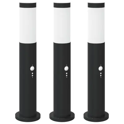 vidaXL Stebričke s senzorjem 3 kosi 50 cm nerjaveče jeklo IP44