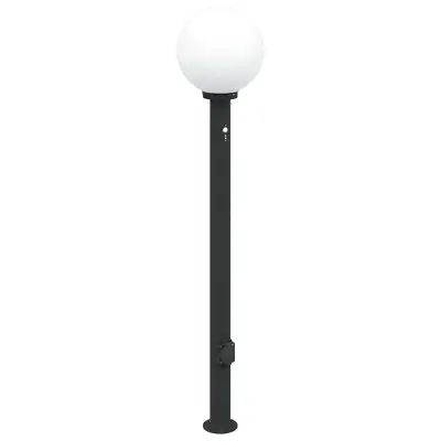 vidaXL Stebriček s senzorjem in vtičnico 120 cm črne barve IP44
