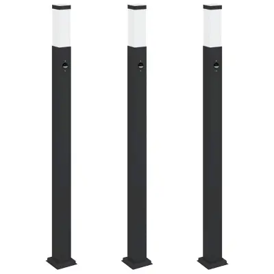 vidaXL Stebričke s senzorjem 3 kosi 110 cm črne IP44